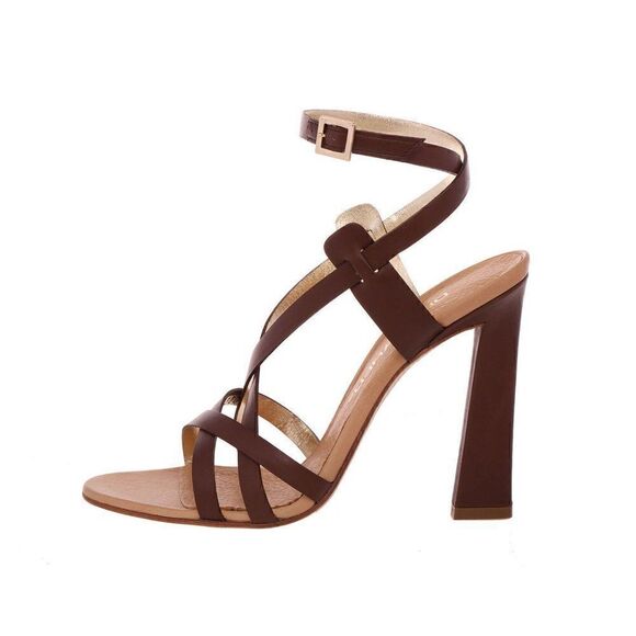 New DSQUARED2 Women Shoes US 8 Brown Leather Ankle Strap Stiletto Heel Sandals - Picture 6 of 14
